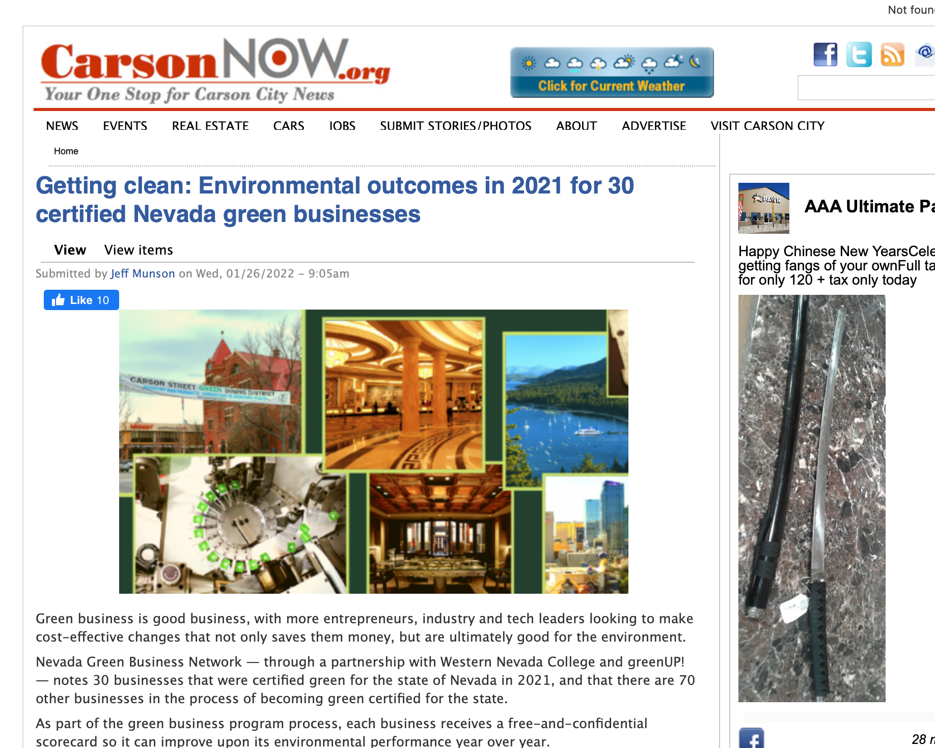 CarsonNow Article on GreenNV